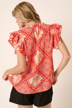 Summery Floral Butterfly Sleeve Blouse - MXSTUDIO.COM