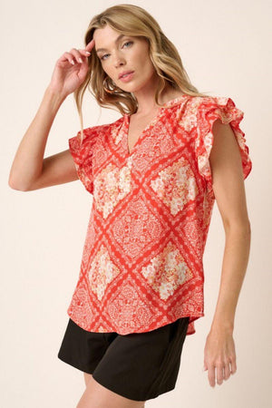 Summery Floral Butterfly Sleeve Blouse - MXSTUDIO.COM