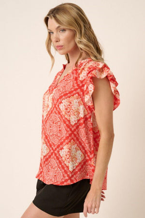 Summery Floral Butterfly Sleeve Blouse - MXSTUDIO.COM