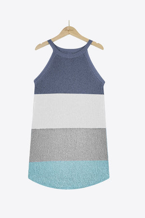 a tank top with a blue and white stripe