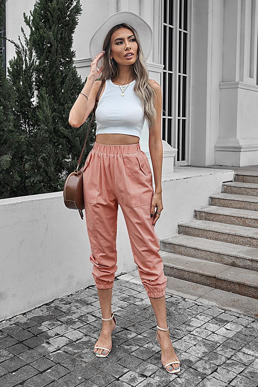 Sunday Fun Elastic High Waist Jogger Pants - MXSTUDIO.COM