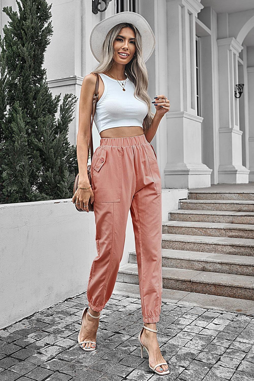 Sunday Fun Elastic High Waist Jogger Pants - MXSTUDIO.COM