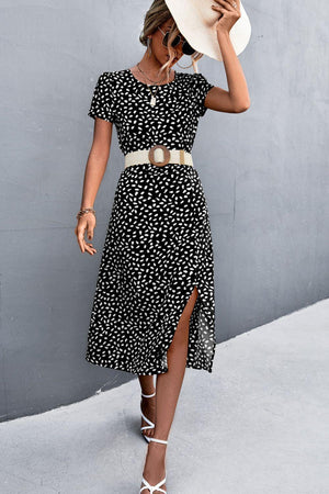 Sunday Stroll Printed Slit Midi Dress - MXSTUDIO.COM