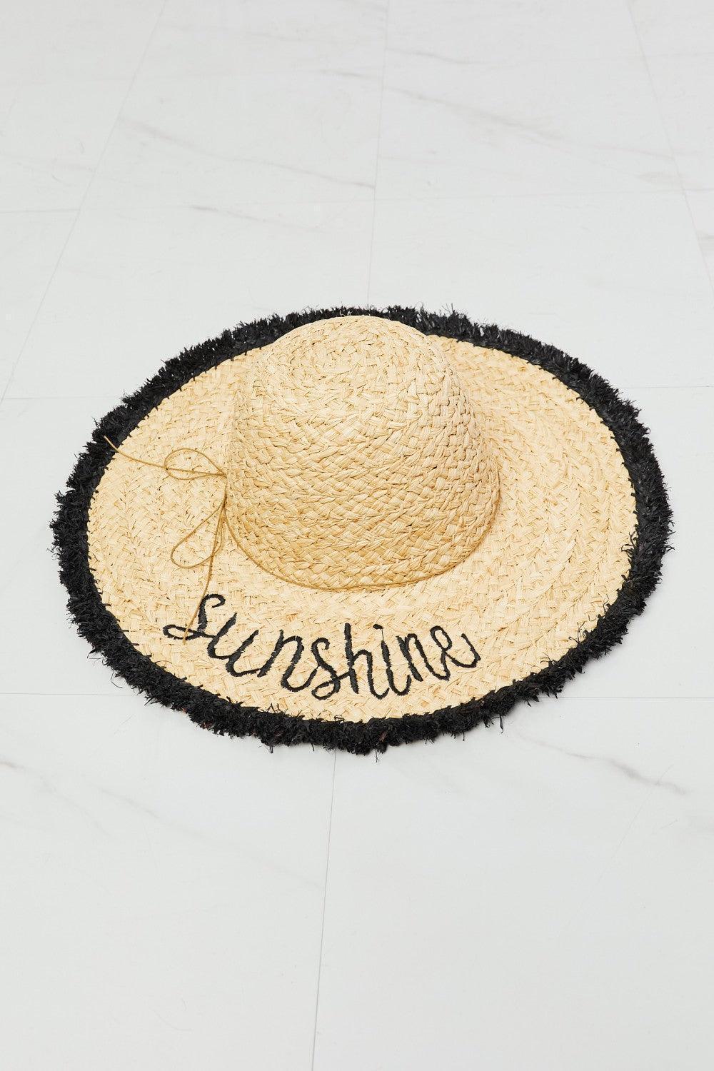 Sunshine Embroidery Contrast Straw Hat - MXSTUDIO.COM