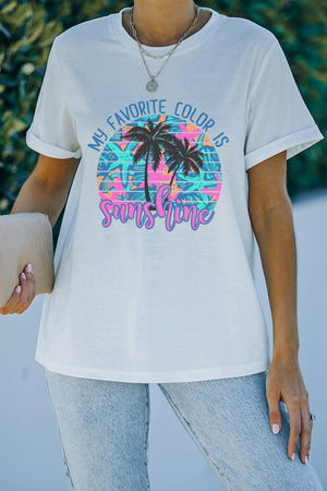 Sunshine White Graphic Tee Shirt - MXSTUDIO.COM