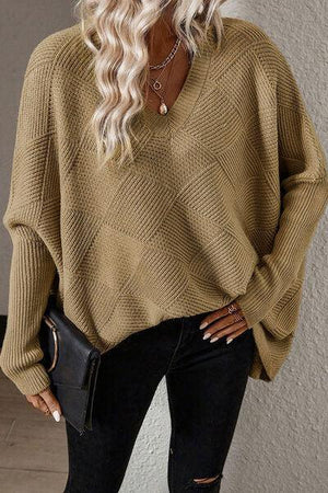 Super Comfy V-Neck Batwing Sleeve Sweater-MXSTUDIO.COM