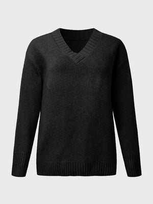 Super Comfy V Neck Knit Sweater-MXSTUDIO.COM