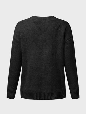 Super Comfy V Neck Knit Sweater-MXSTUDIO.COM