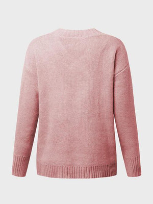 Super Comfy V Neck Knit Sweater-MXSTUDIO.COM