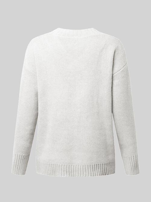 Super Comfy V Neck Knit Sweater-MXSTUDIO.COM