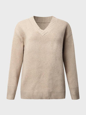 Super Comfy V Neck Knit Sweater-MXSTUDIO.COM