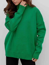 Super Cozy Mock Neck Knit Sweater-MXSTUDIO.COM