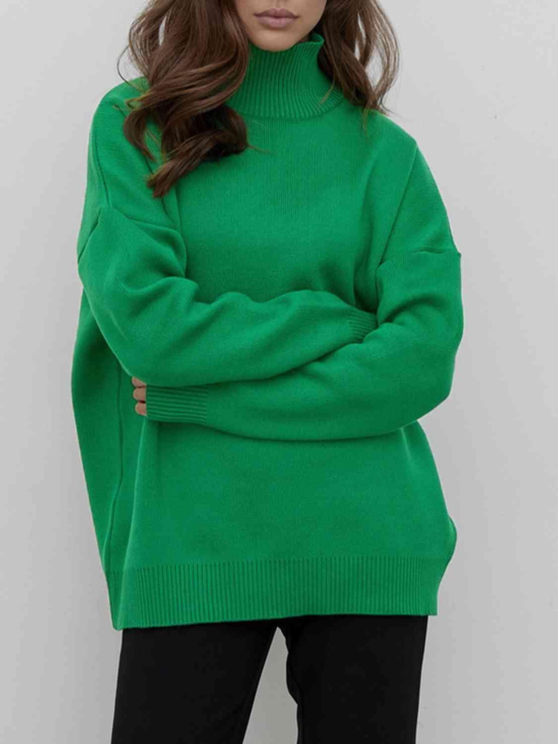 Super Cozy Mock Neck Knit Sweater-MXSTUDIO.COM