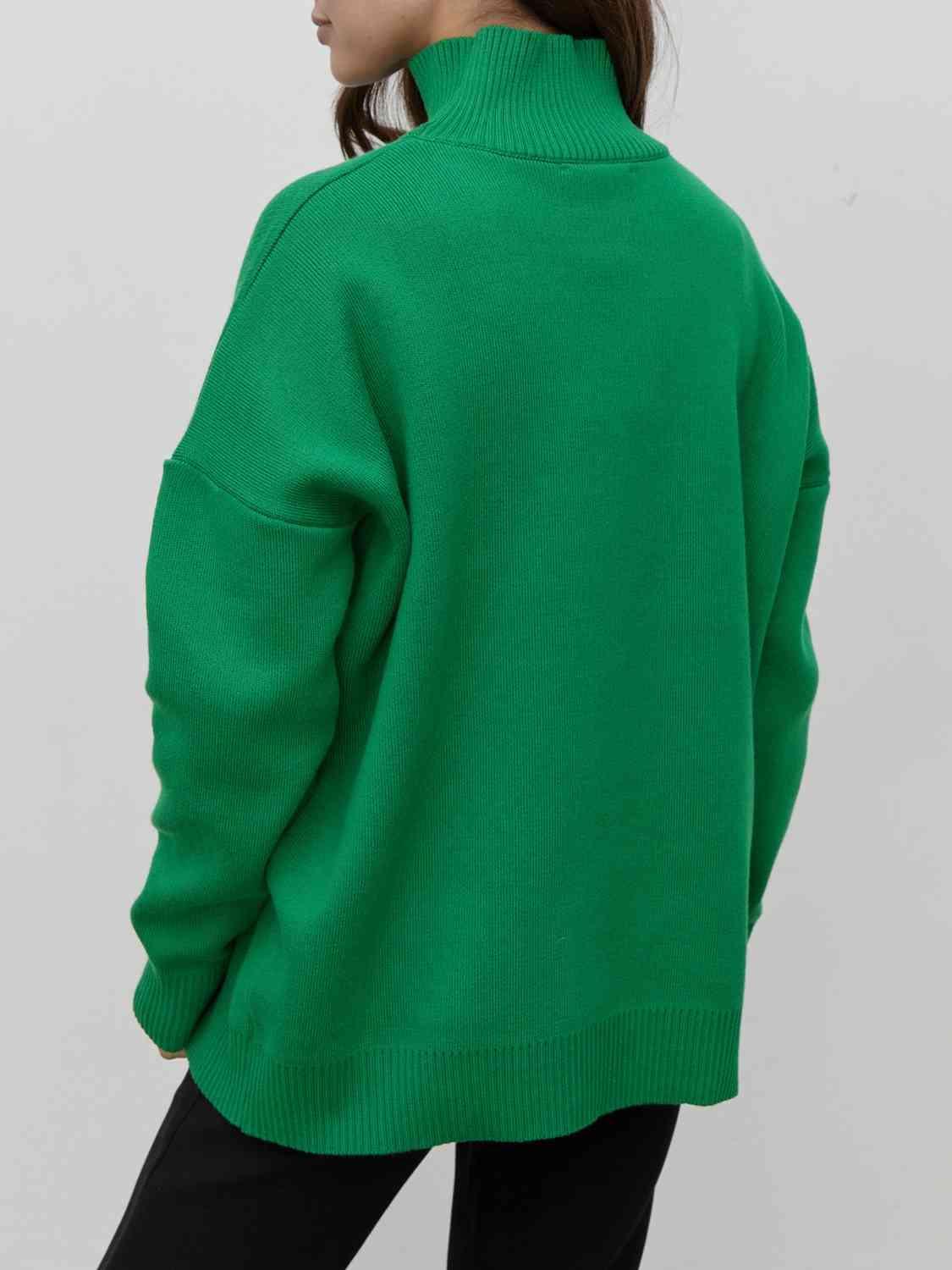 Super Cozy Mock Neck Knit Sweater-MXSTUDIO.COM