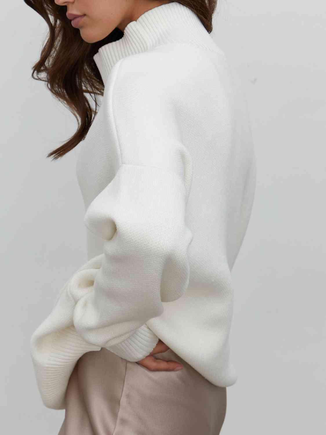 Super Cozy Mock Neck Knit Sweater-MXSTUDIO.COM