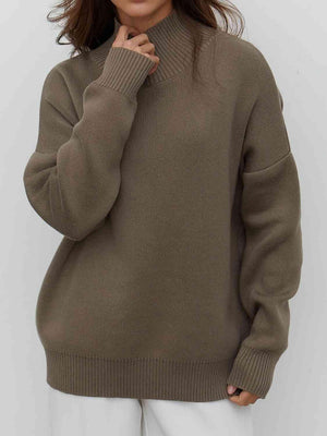 Super Cozy Mock Neck Knit Sweater-MXSTUDIO.COM