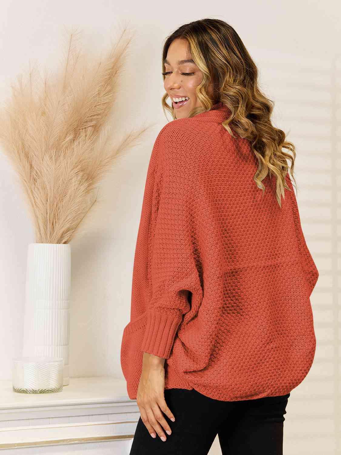 Super Cozy Pocketed Open Front Cardigan - MXSTUDIO.COM