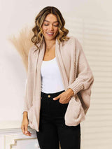 Super Cozy Pocketed Open Front Cardigan - MXSTUDIO.COM