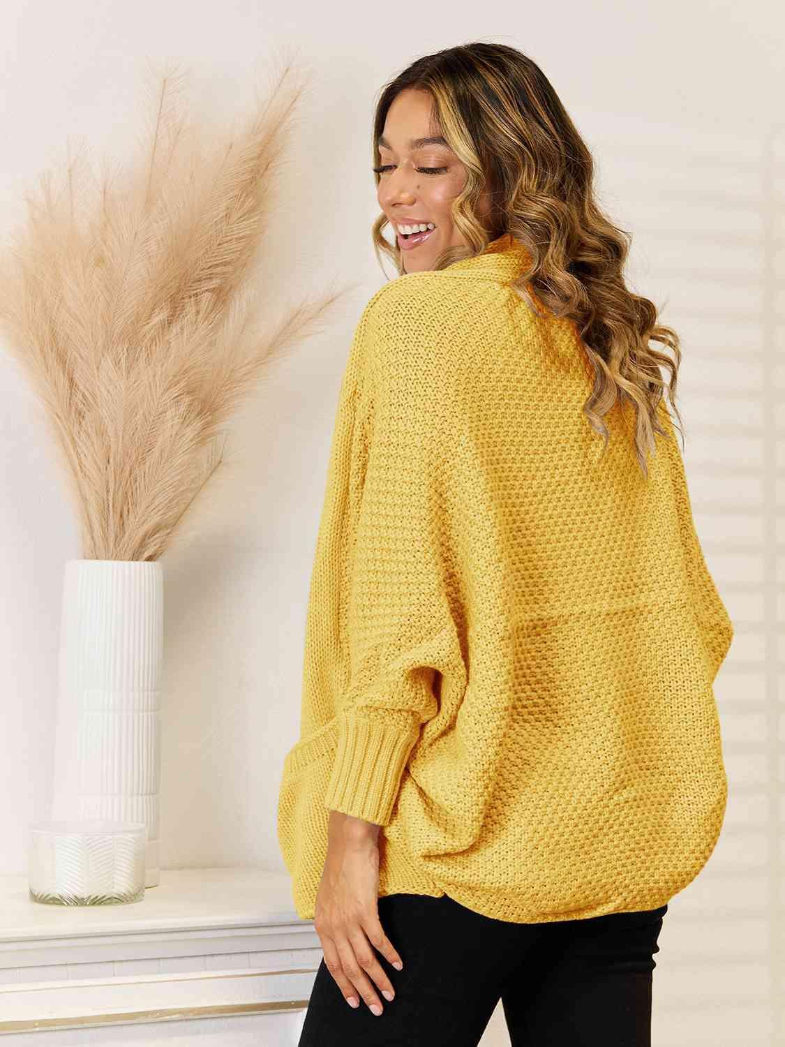 Super Cozy Pocketed Open Front Cardigan - MXSTUDIO.COM