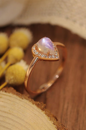 Super Cute Teardrop Sterling Silver Halo Moonstone Ring - MXSTUDIO.COM