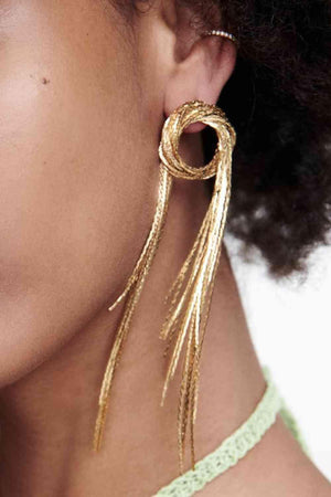 Super Shine Round Shape Fringed Copper Earrings-MXSTUDIO.COM