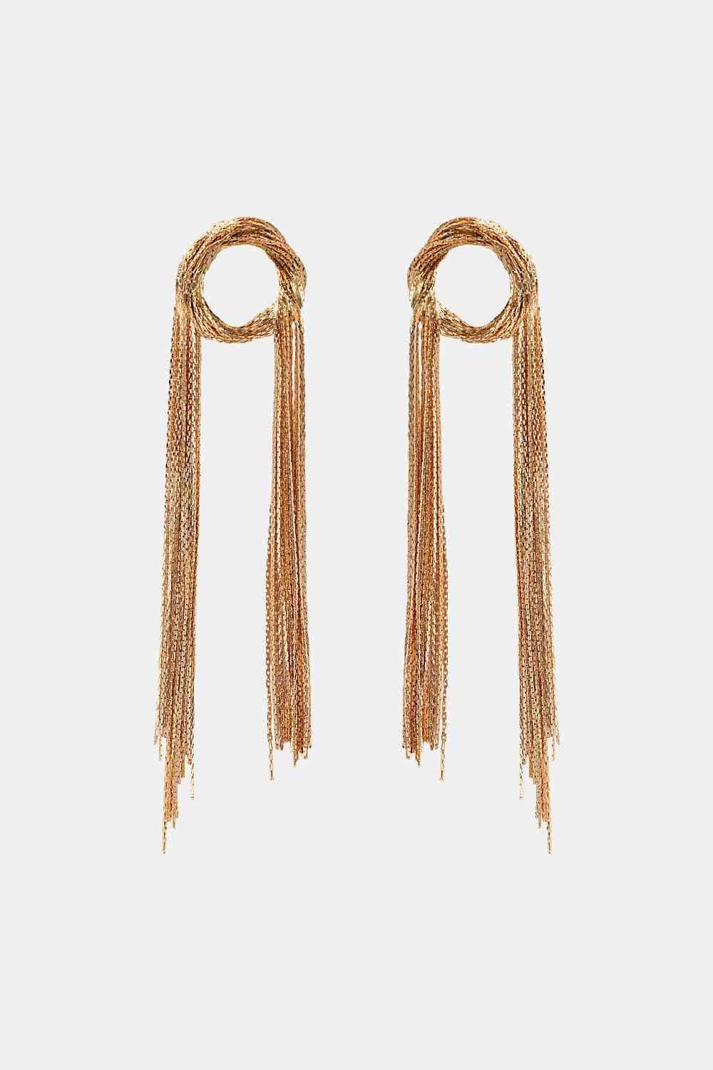 Super Shine Round Shape Fringed Copper Earrings-MXSTUDIO.COM