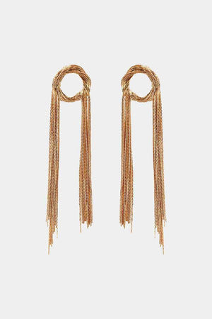 Super Shine Round Shape Fringed Copper Earrings-MXSTUDIO.COM