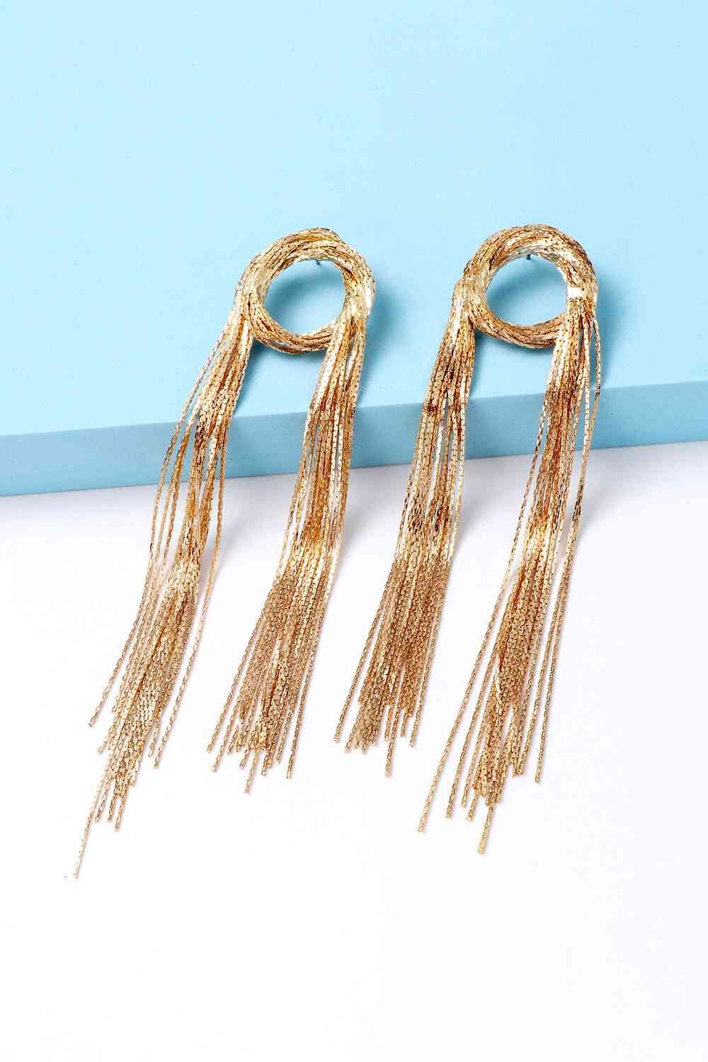 Super Shine Round Shape Fringed Copper Earrings-MXSTUDIO.COM