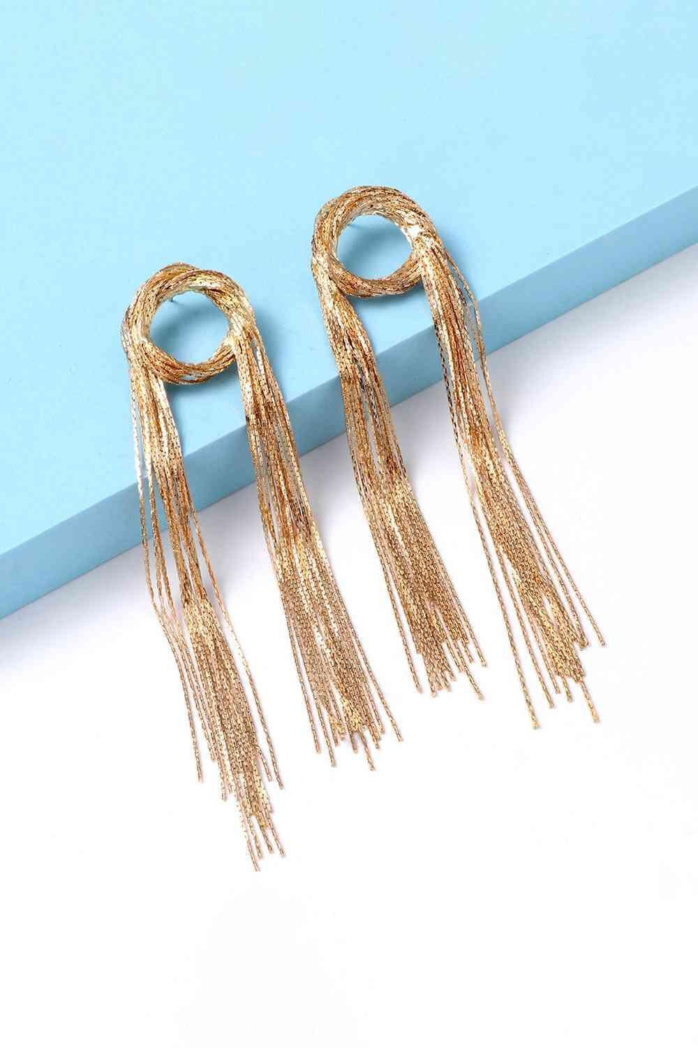 Super Shine Round Shape Fringed Copper Earrings-MXSTUDIO.COM