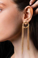 Super Shine Round Shape Fringed Copper Earrings-MXSTUDIO.COM