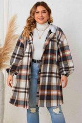 Super Soft Hooded Plus Size Plaid Coat - MXSTUDIO.COM