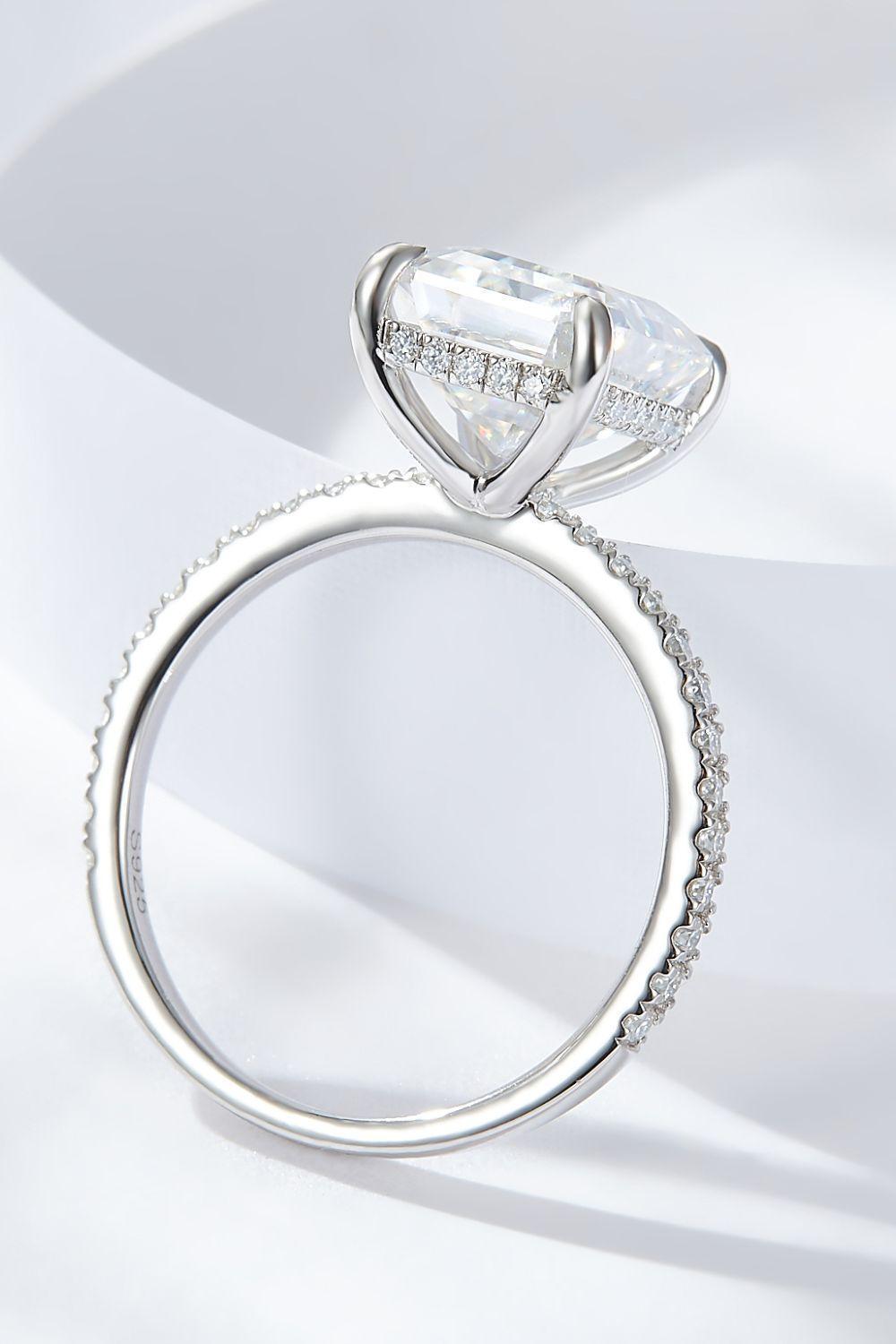 Superb 4 Carat Emerald Cut Moissanite Ring - MXSTUDIO.COM