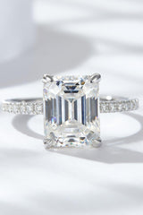 Superb 4 Carat Emerald Cut Moissanite Ring - MXSTUDIO.COM