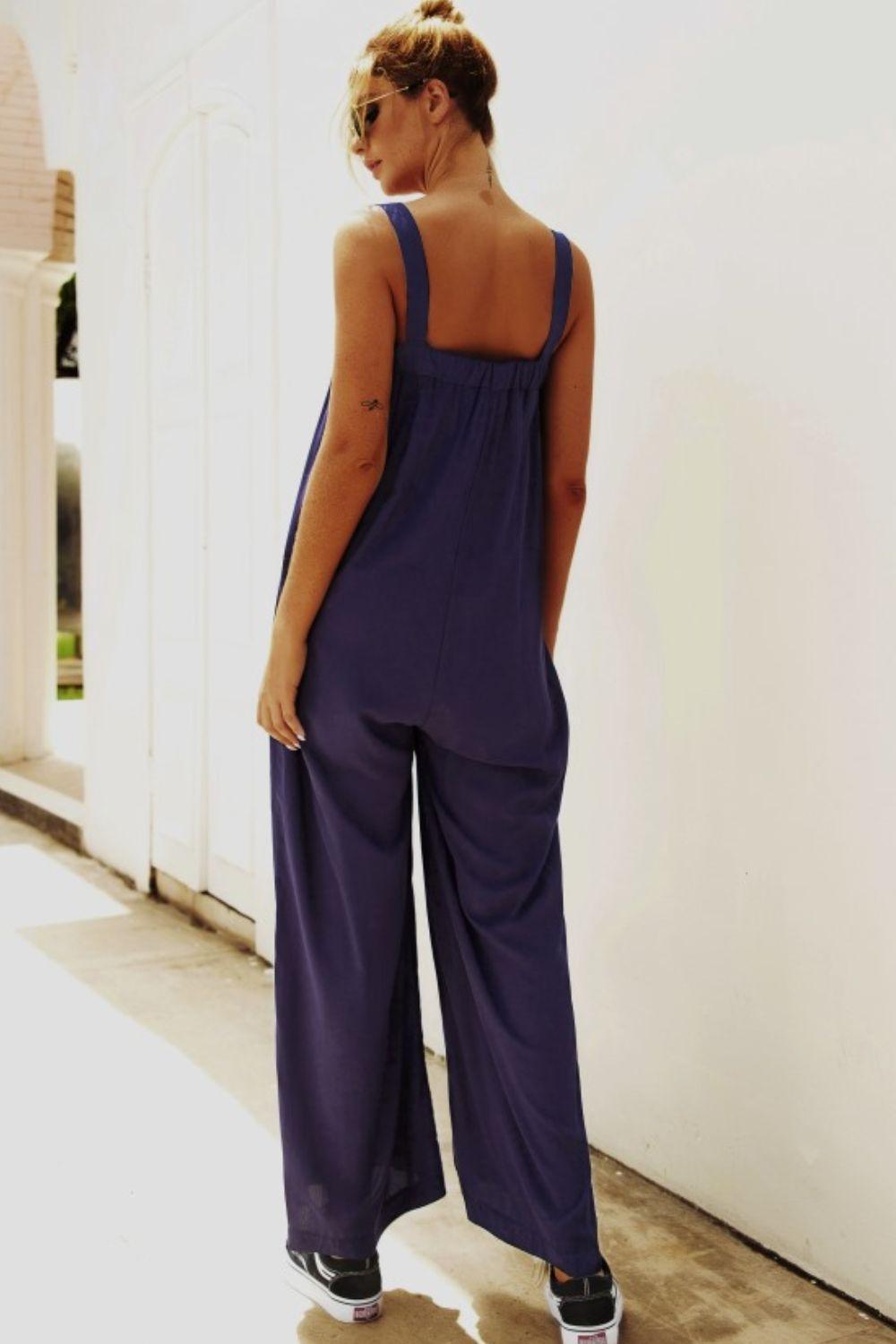 Supercool Sleeveless Wide Leg Square Neck Jumpsuit - MXSTUDIO.COM