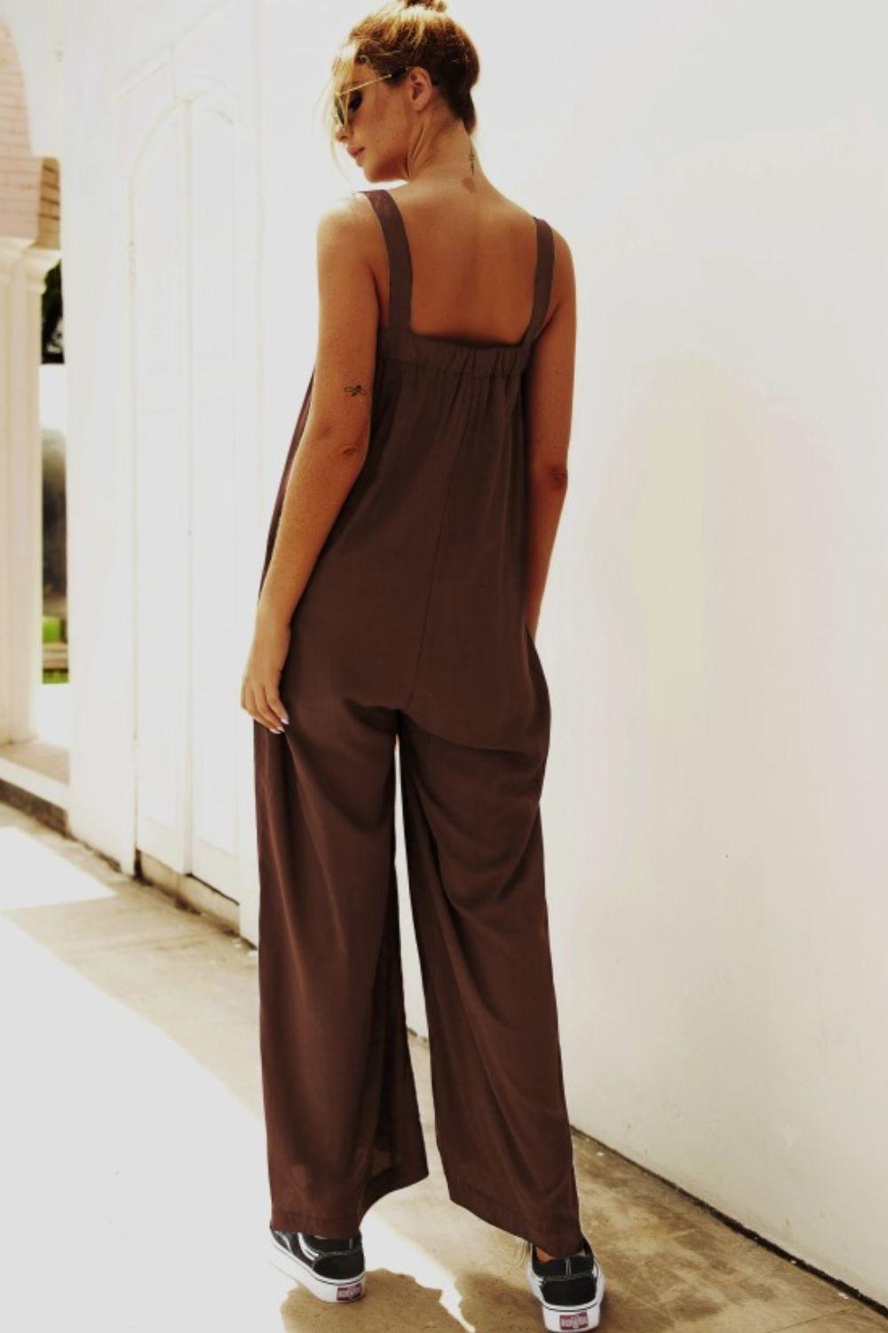 Supercool Sleeveless Wide Leg Square Neck Jumpsuit - MXSTUDIO.COM