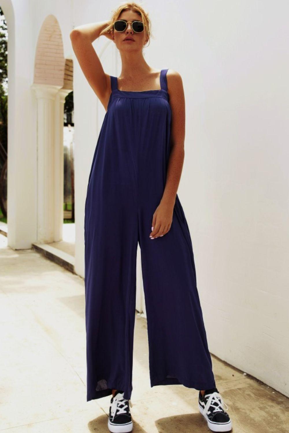 Supercool Sleeveless Wide Leg Square Neck Jumpsuit - MXSTUDIO.COM