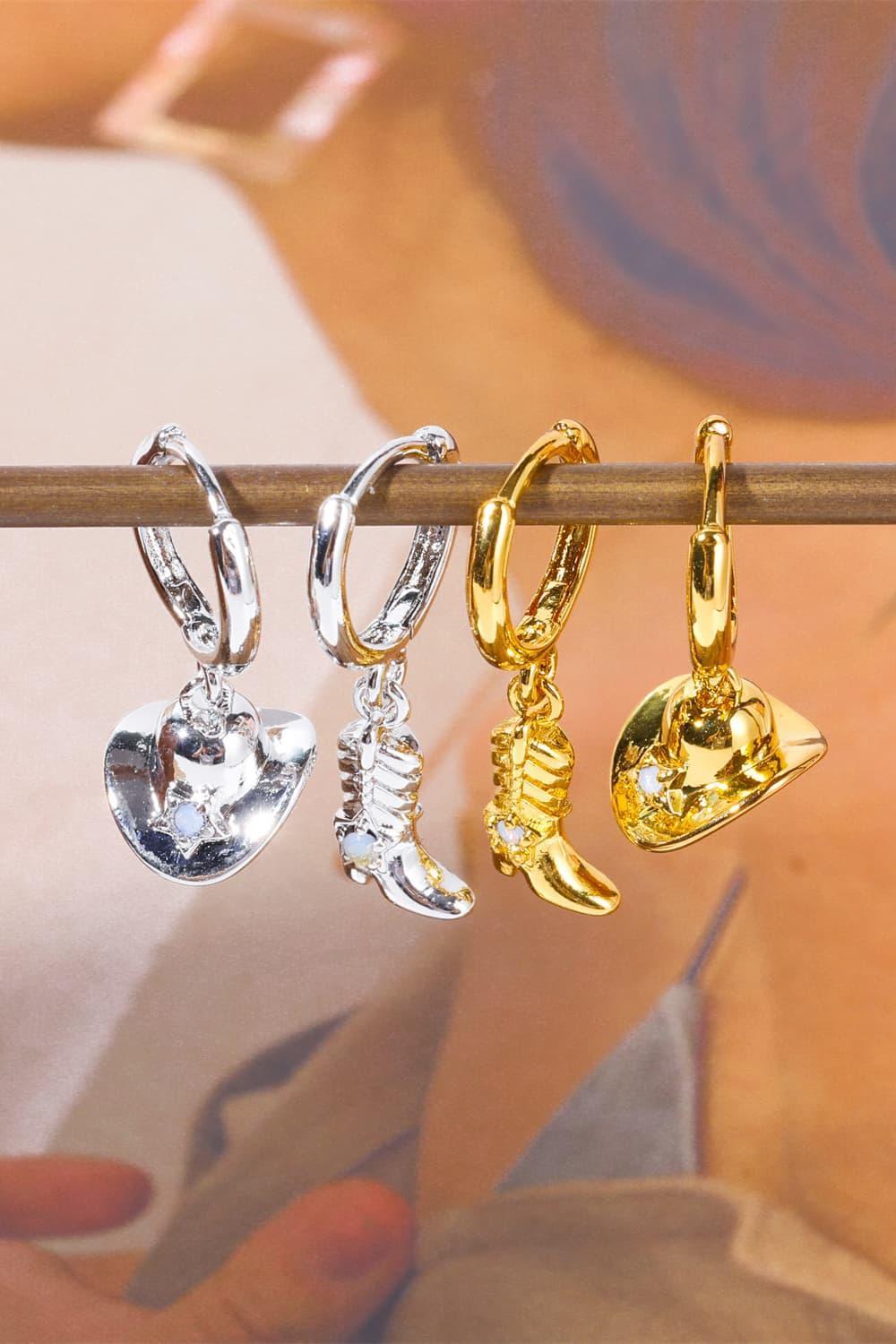 Superior Hat And Boot Shape Gold Plated Earrings - MXSTUDIO.COM