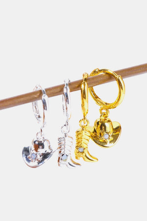 Superior Hat And Boot Shape Gold Plated Earrings - MXSTUDIO.COM