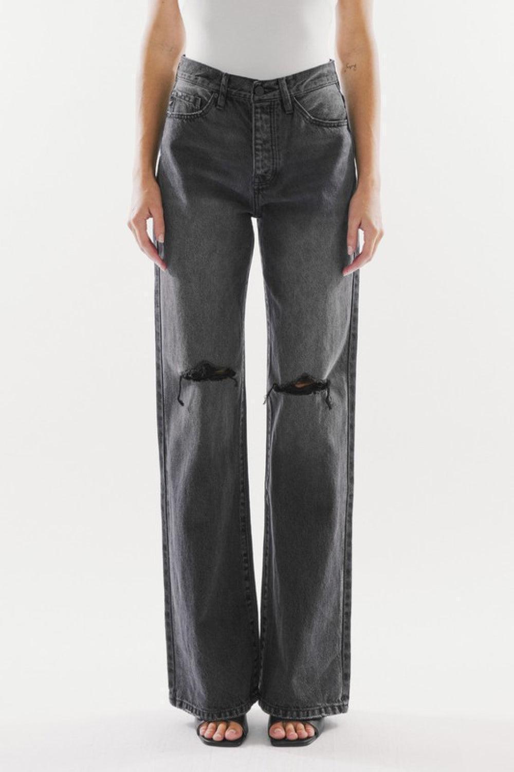 Supermodel Distressed High Waist Wide Leg Jeans - MXSTUDIO.COM