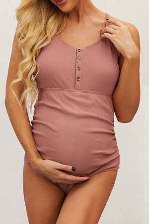 Support Focus Buttoned Maternity Swimsuit - MXSTUDIO.COM