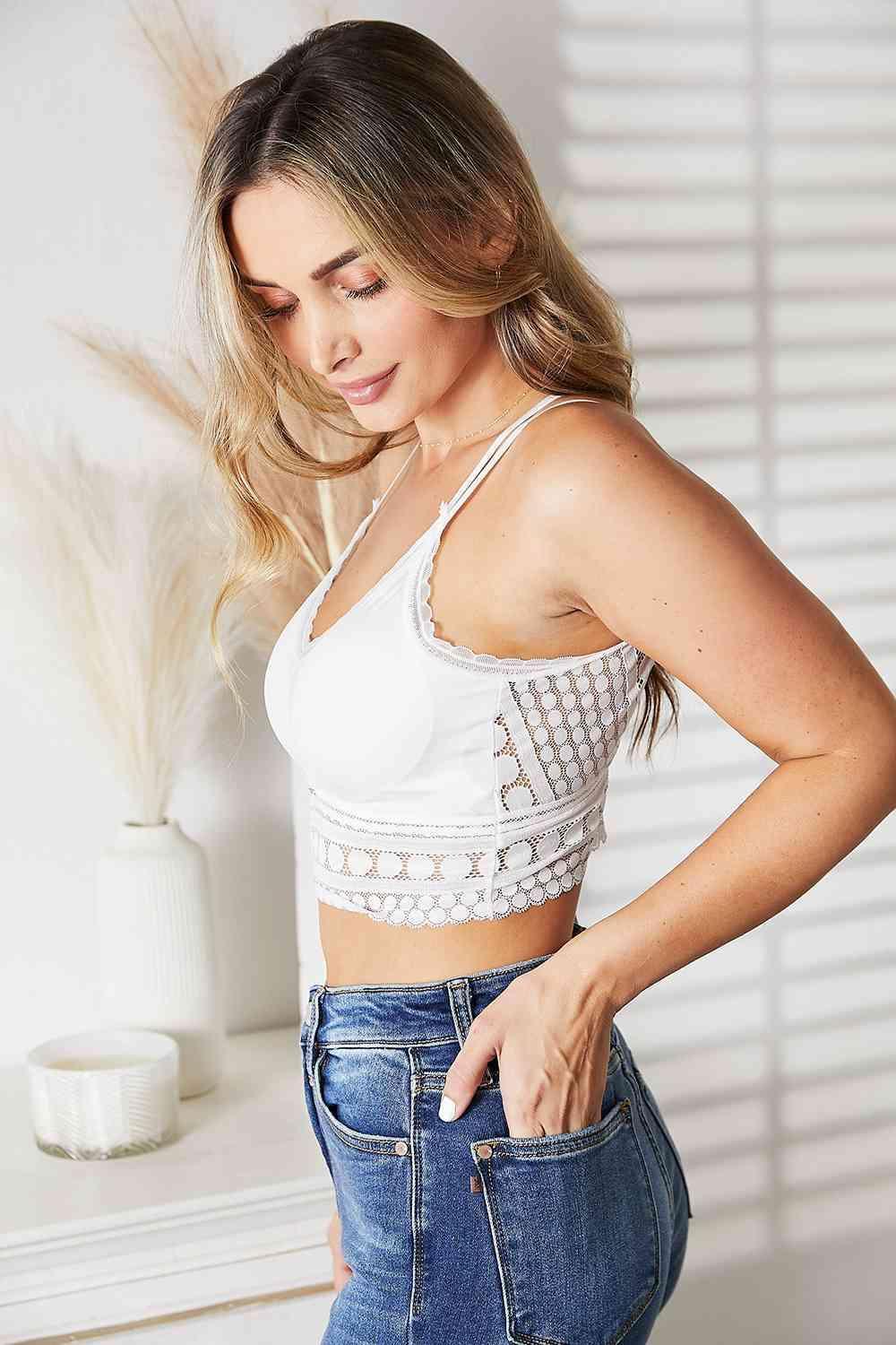 Supportive Fit Double-Strap White Lace Bralette - MXSTUDIO.COM