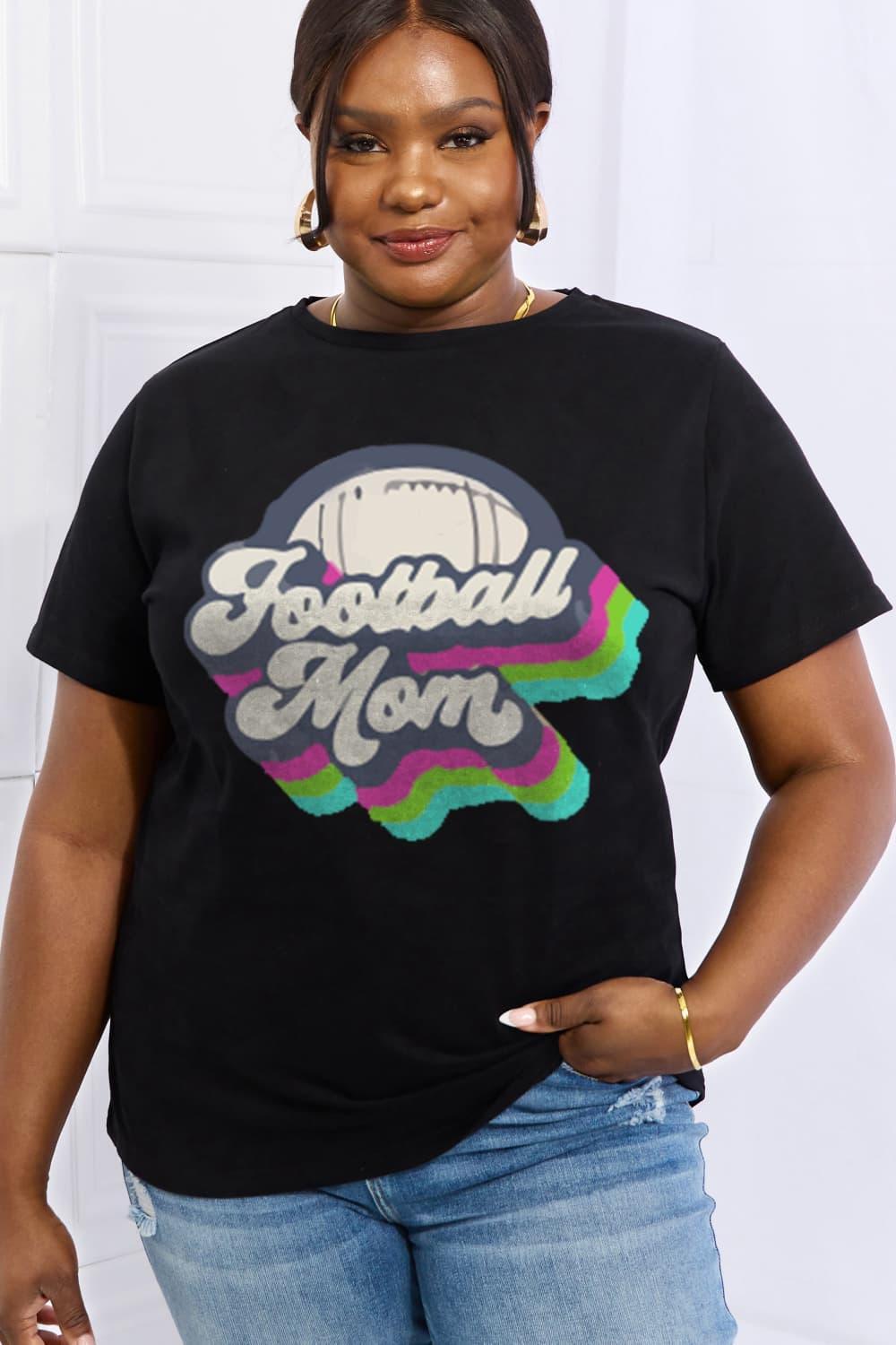 Supportive Plus Size Graphic Football Mom T Shirt - MXSTUDIO.COM