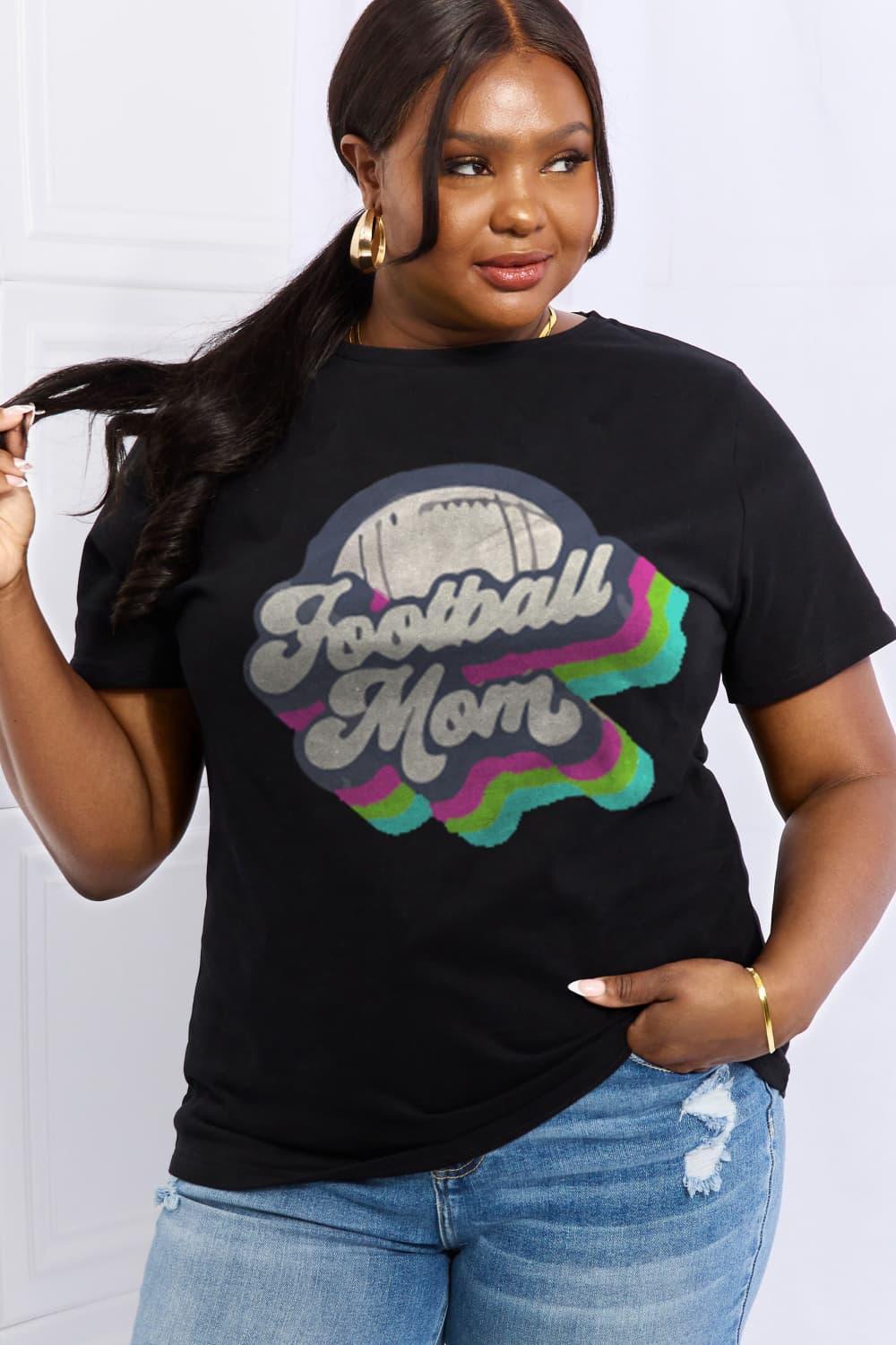 Supportive Plus Size Graphic Football Mom T Shirt - MXSTUDIO.COM