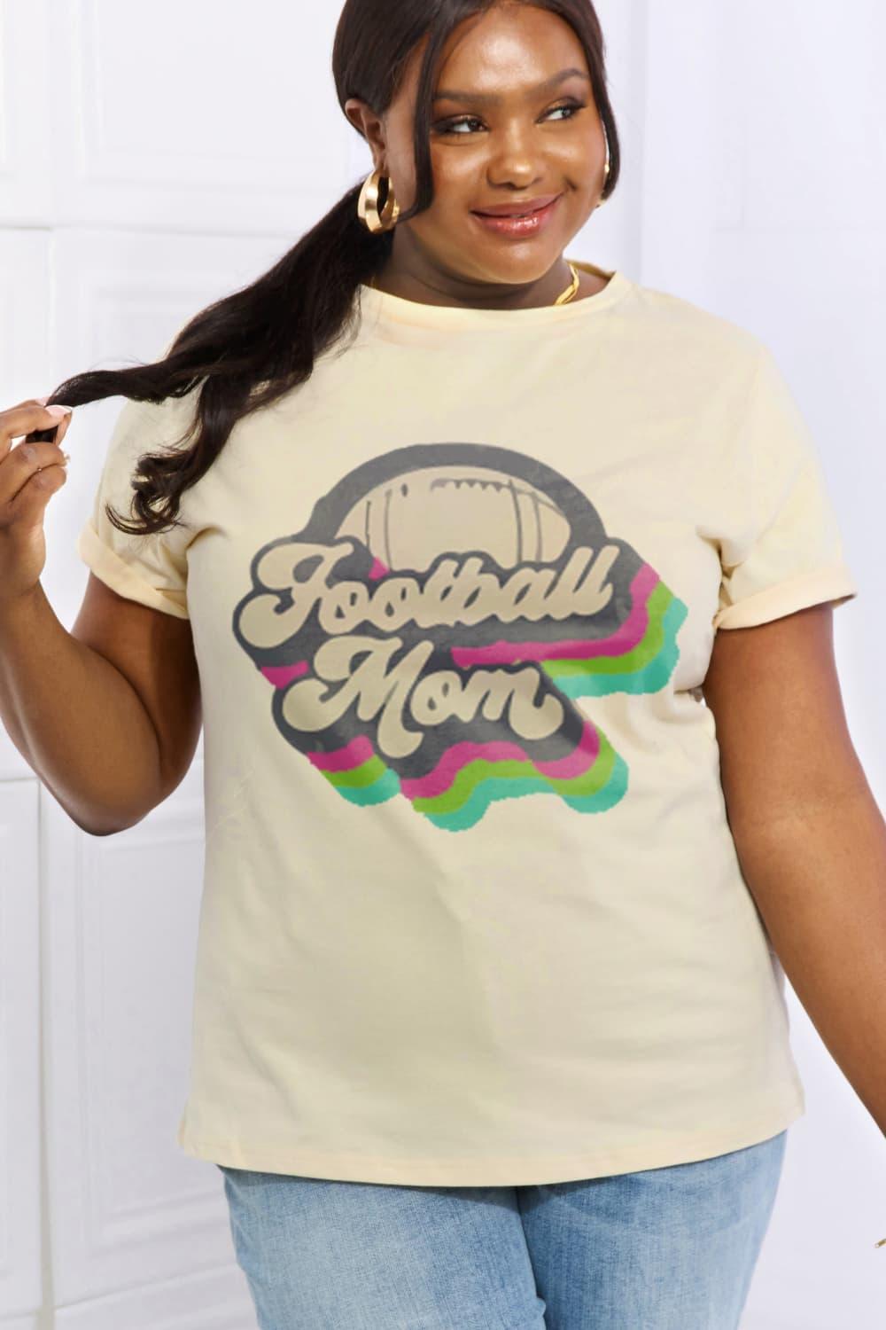 Supportive Plus Size Graphic Football Mom T Shirt - MXSTUDIO.COM