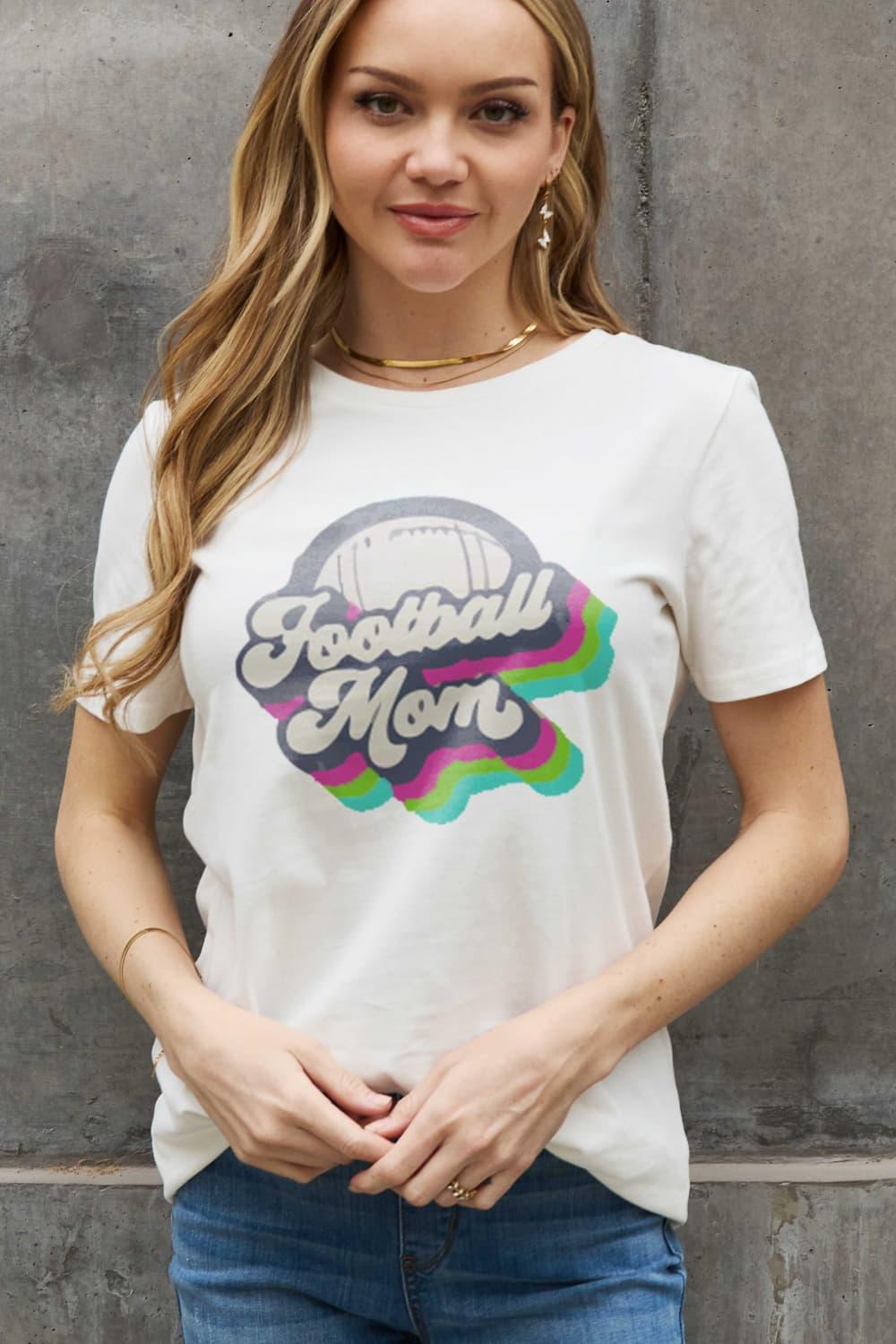 Supportive Plus Size Graphic Football Mom T Shirt - MXSTUDIO.COM