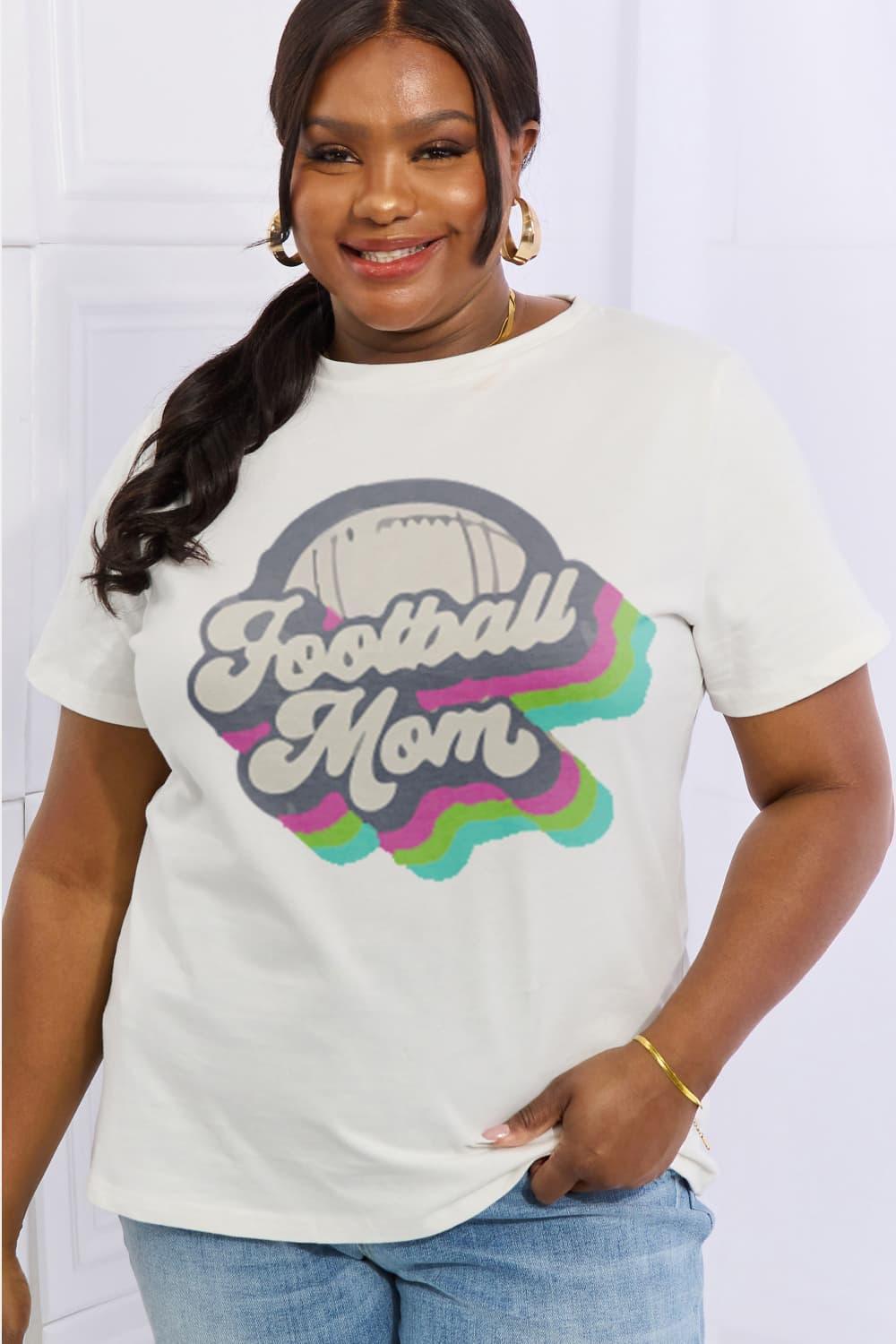 Supportive Plus Size Graphic Football Mom T Shirt - MXSTUDIO.COM