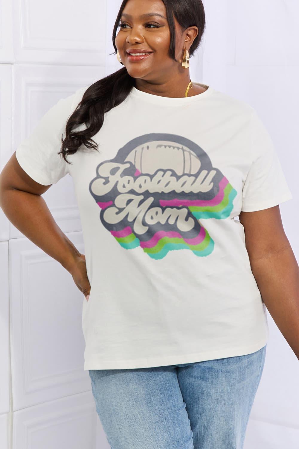 Supportive Plus Size Graphic Football Mom T Shirt - MXSTUDIO.COM