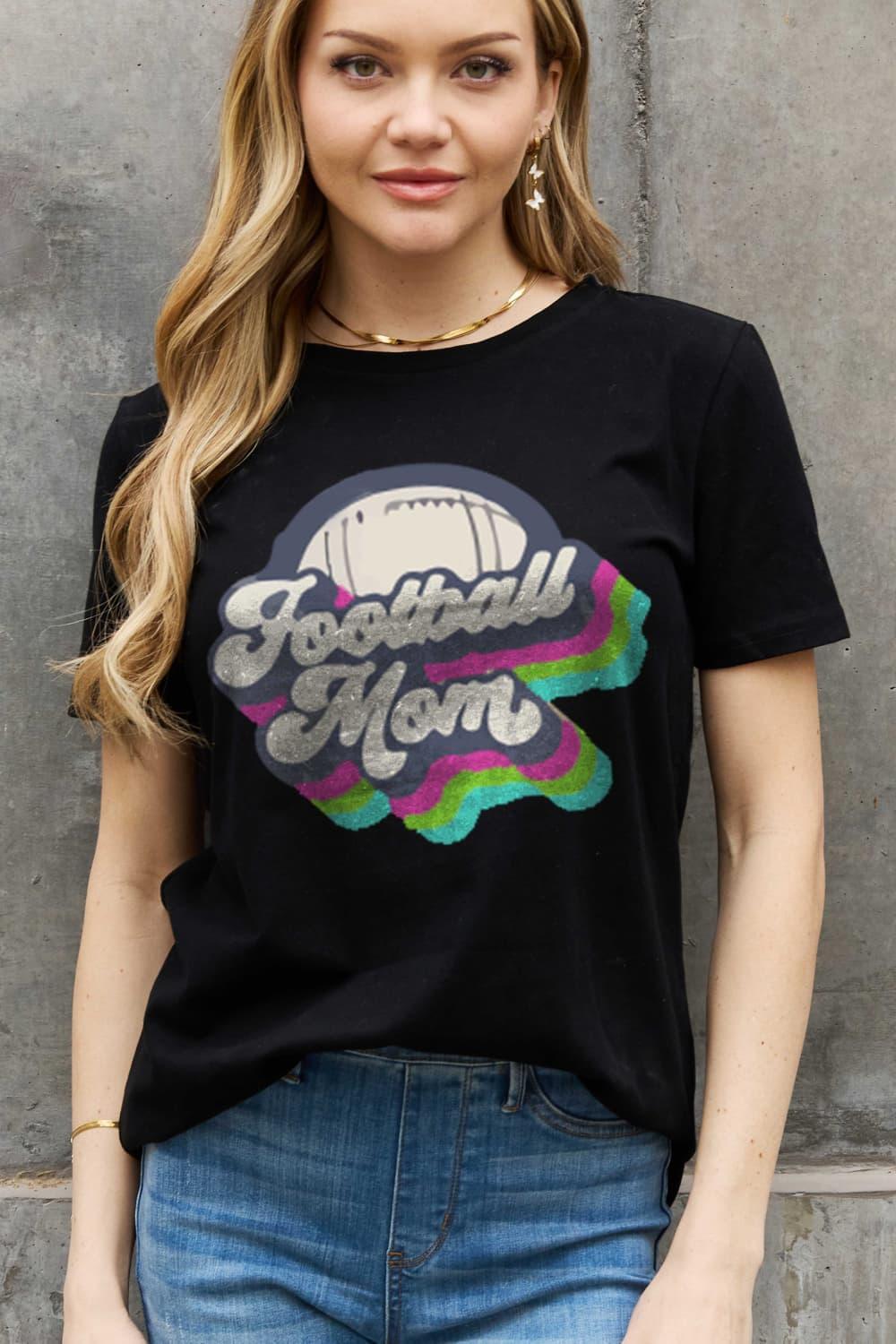 Supportive Plus Size Graphic Football Mom T Shirt - MXSTUDIO.COM