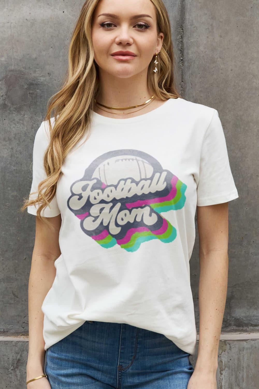 Supportive Plus Size Graphic Football Mom T Shirt - MXSTUDIO.COM