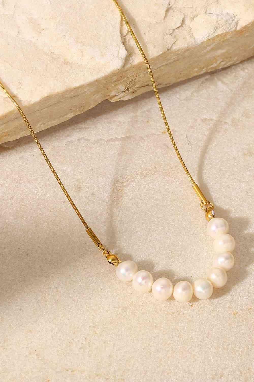 Surprising 18K Gold-Plated Freshwater Pearl Necklace-MXSTUDIO.COM